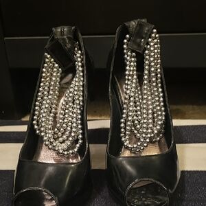 Elegant Black and Silver Women's Shoes